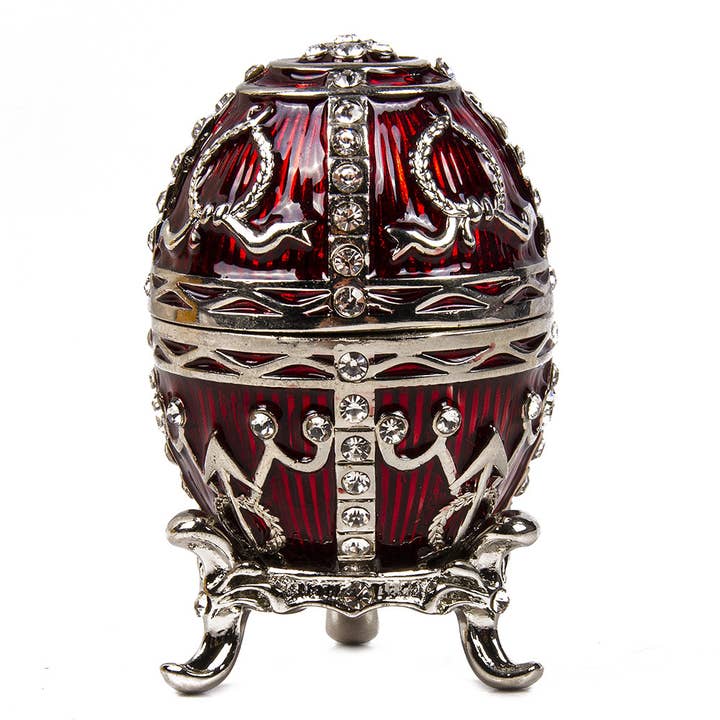 STP - Wholesale Jewelry Box/Organizer - Arrow Faberge Egg Jewelry Trinket Box in Bordeaux