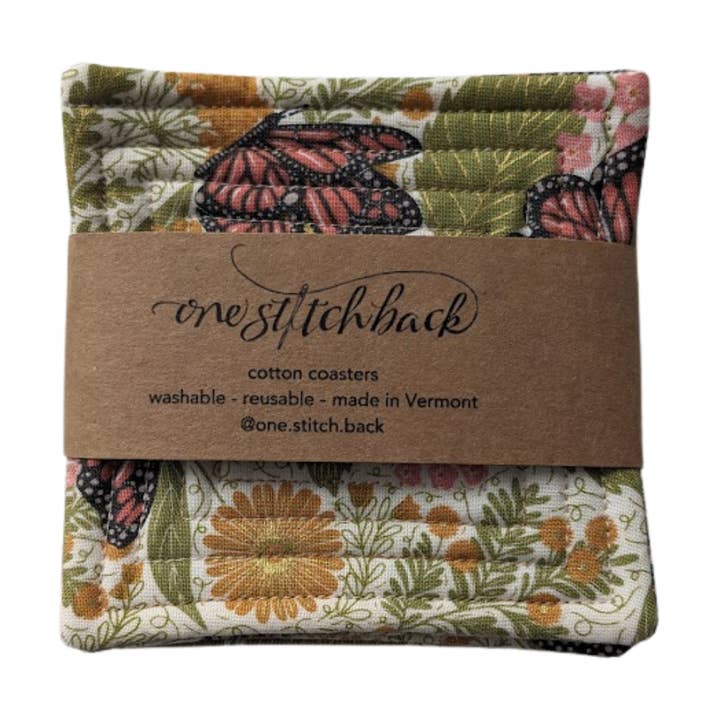 Monarch Quilted Coasters for wholesale by One Stitch Back