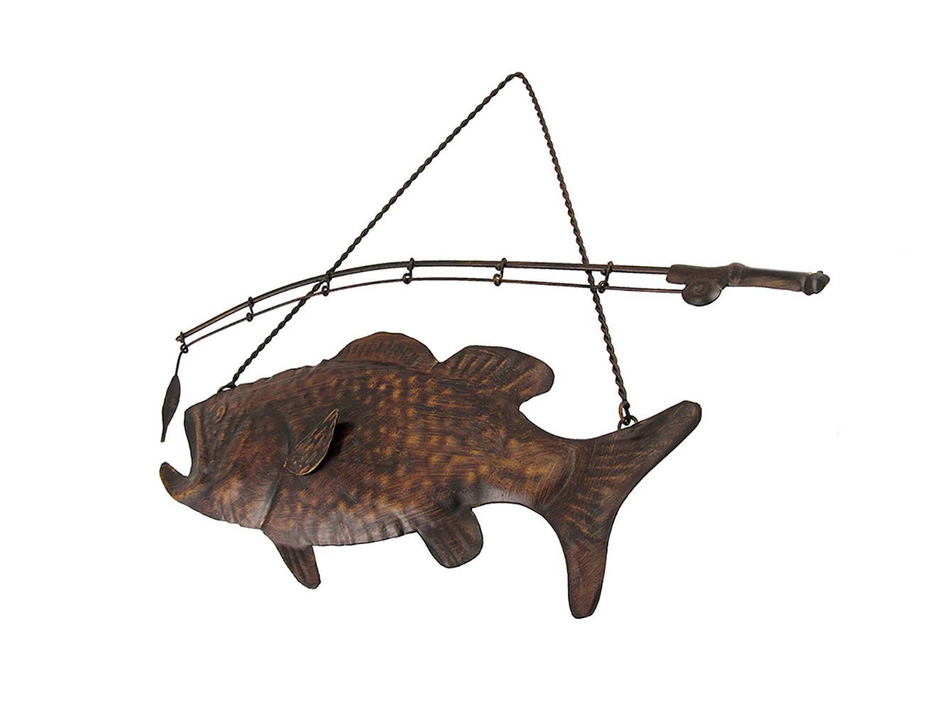 Zeckos - Wholesale Wall Accent - Rustic Finish Largemouth Bass Metal Wall Hanging1