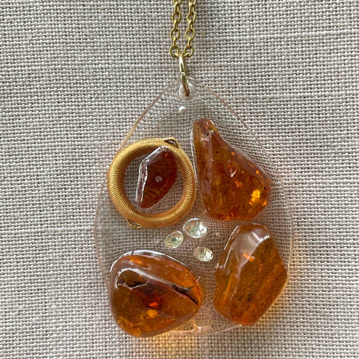 Baltic Amber Gold Ring Bling for wholesale by Retro Ruby Jewels