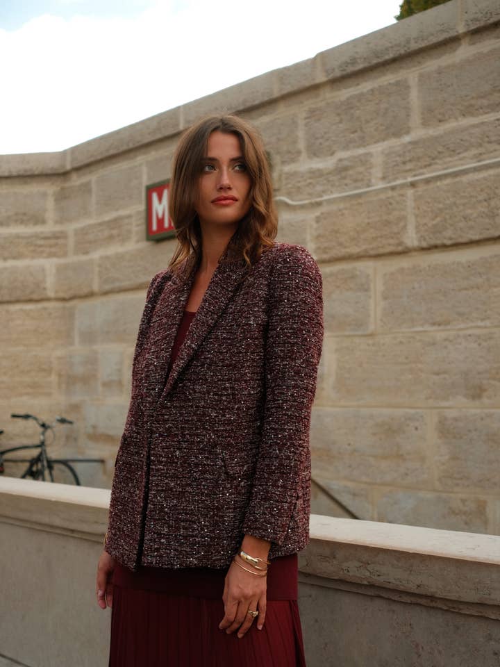 LULUMARY - Wholesale Suit Jacket - Women's - Sequin tweed jacket V3443