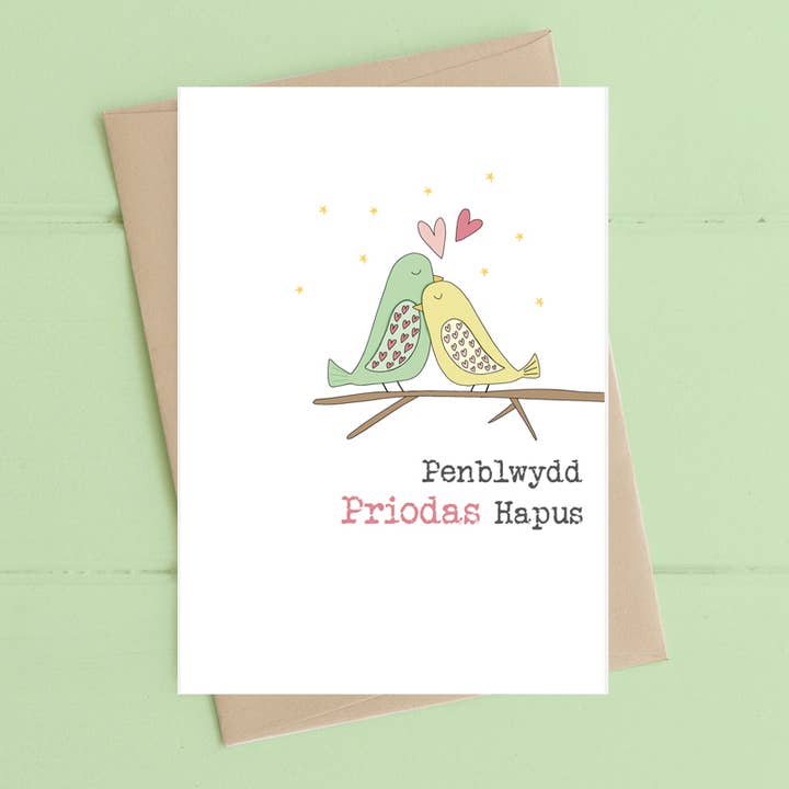 Welsh Card - Penblwydd Priodas/Anniversario di matrimonio per la vendita all'ingrosso da parte di Dandelion Stationery