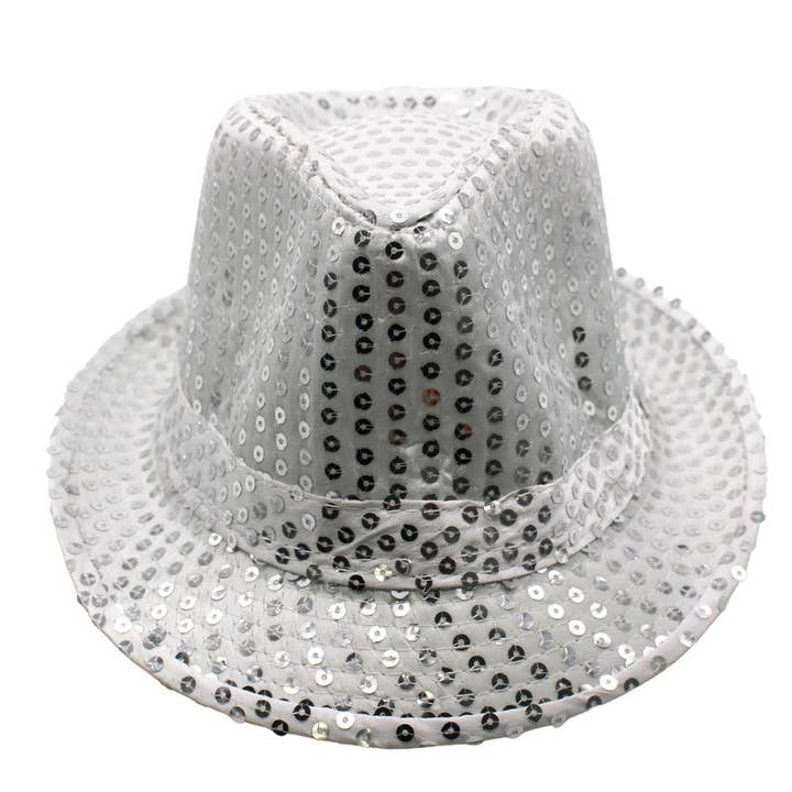 Silver Sequin Fedora (Each) for wholesale by Plush Appeal LLC