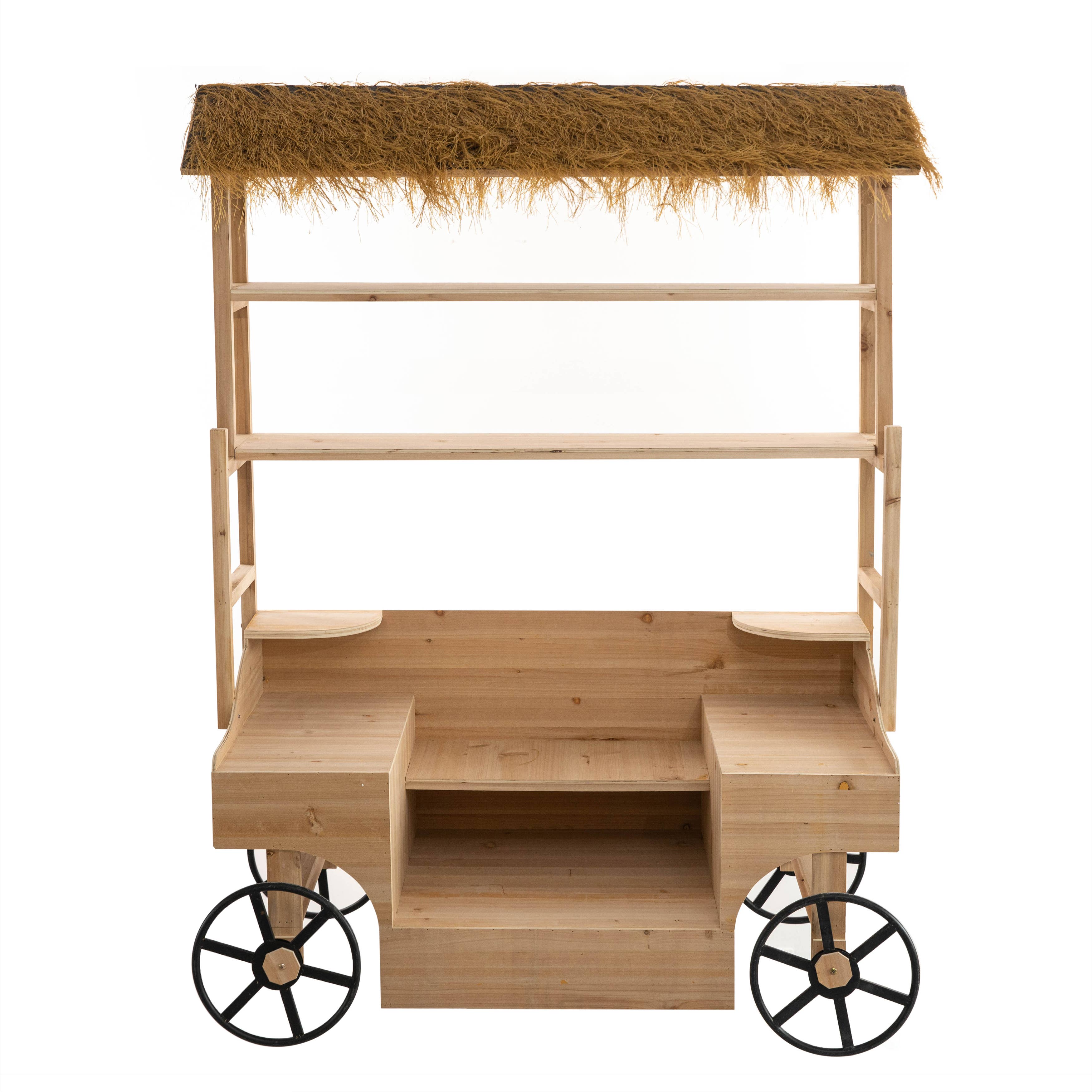 Quickway Imports - Wholesale Outdoor Ornament/Decor - Vintiquewise Versatile Multi-Tier Wooden Rolling Cart2