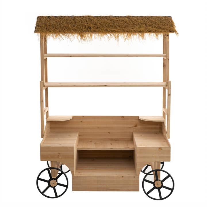 Quickway Imports - Wholesale Outdoor Ornament/Decor - Vintiquewise Versatile Multi-Tier Wooden Rolling Cart2