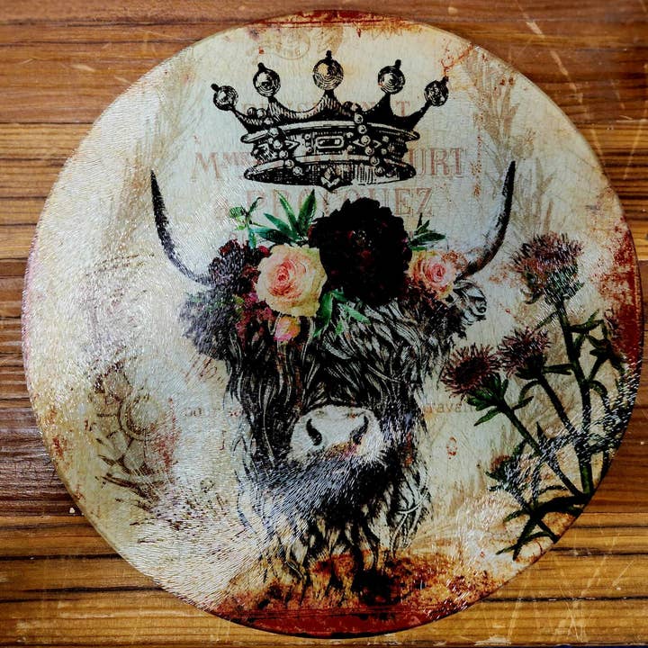TroubleMaker Trading Company - Wholesale Cutting Board - Round Glass Cutting board/Charcuterie/Trivet