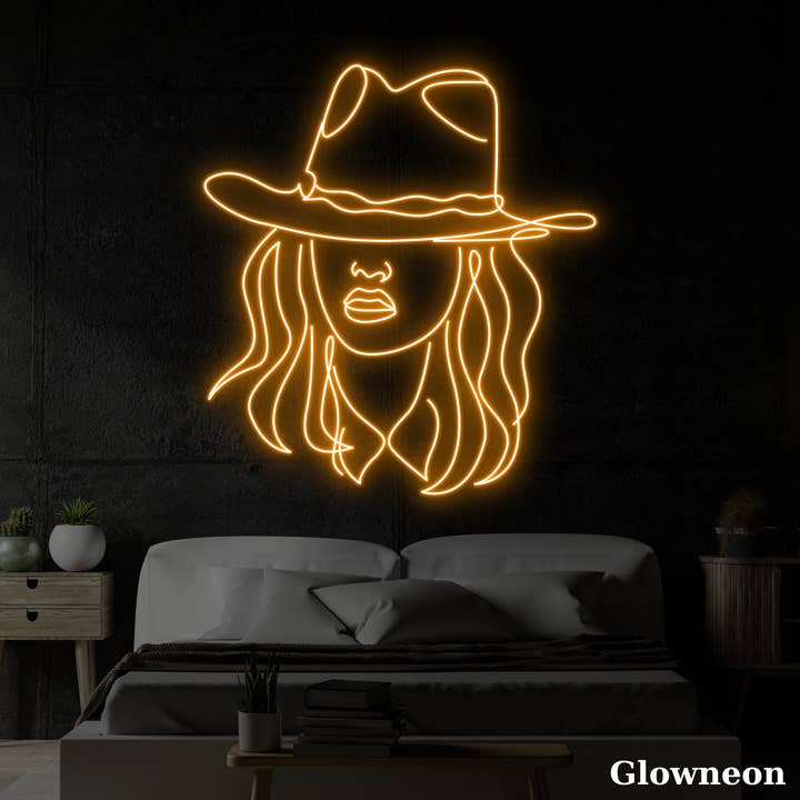 Cowgirl Neon Sign, Girl Room Decor, Vintage Western Decor for wholesale by Glow Neon