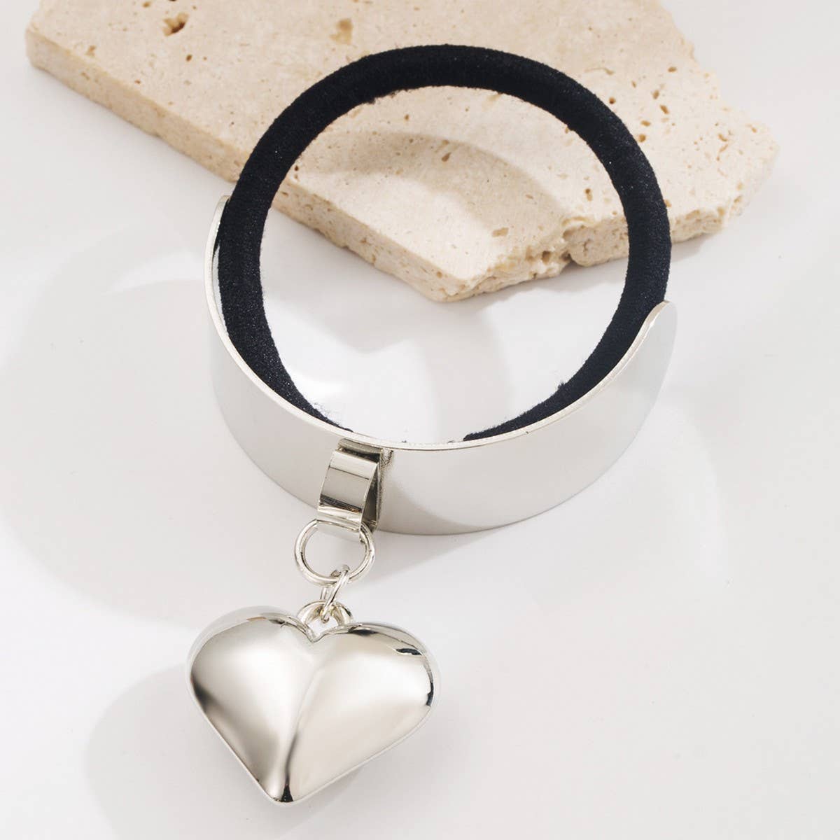 ACCITY - Wholesale Hair Tie - Gold Waterdrop Heart Pendant Elastic Hair Tie_CWAHA61860