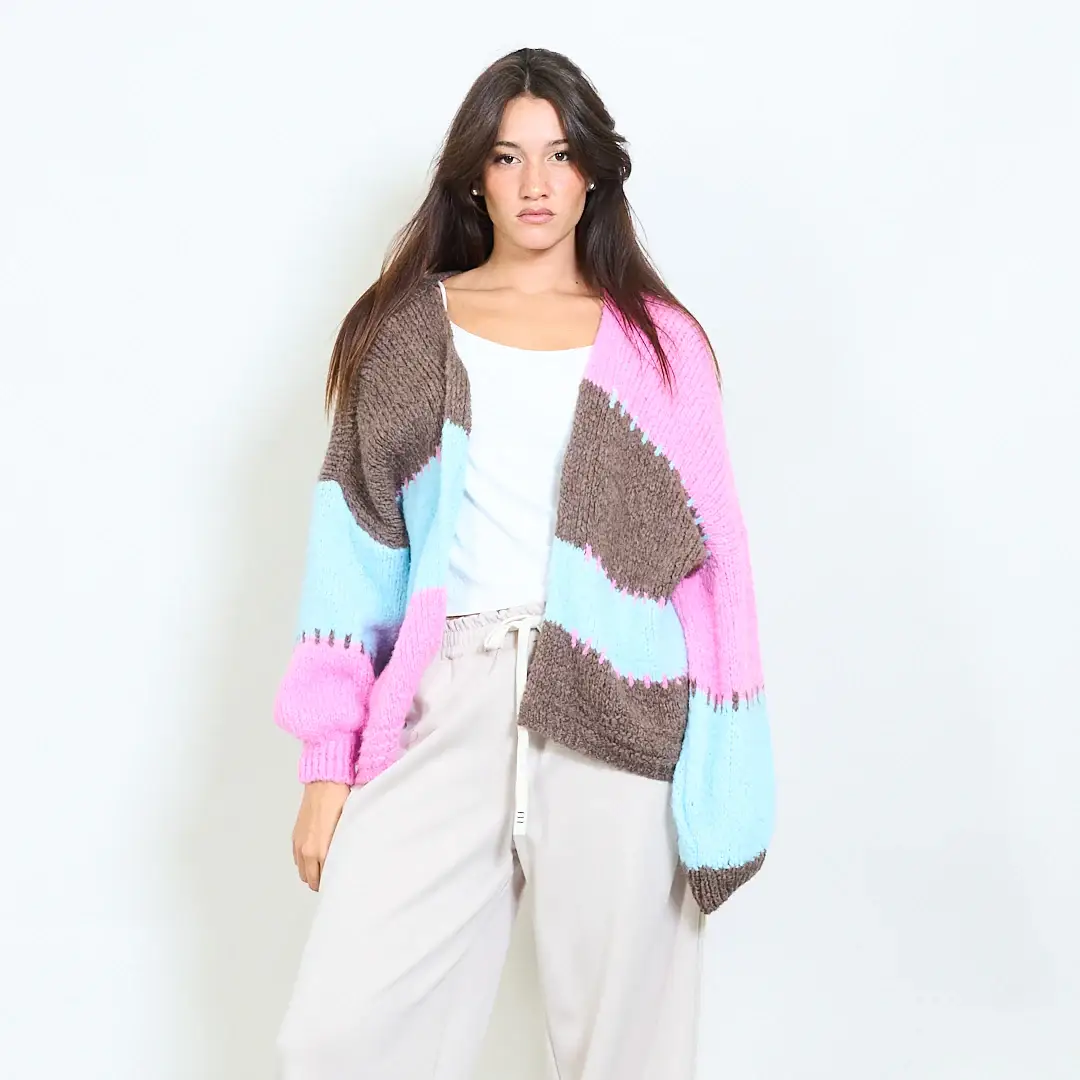 AMELÉ - Wholesale Cardigan - Women's - Color block knit cardigan5