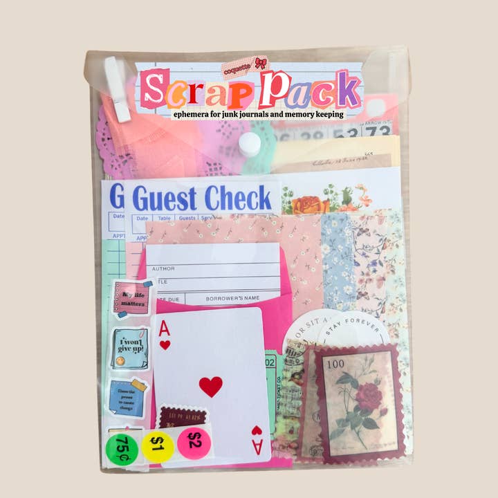 Junk Journal Scrap Pack | Coquette Ephemera for wholesale by Pretty Pages