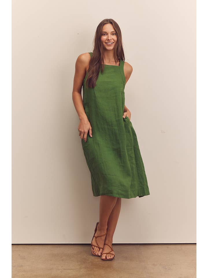 Green Back tied strap dress for wholesale on Faire