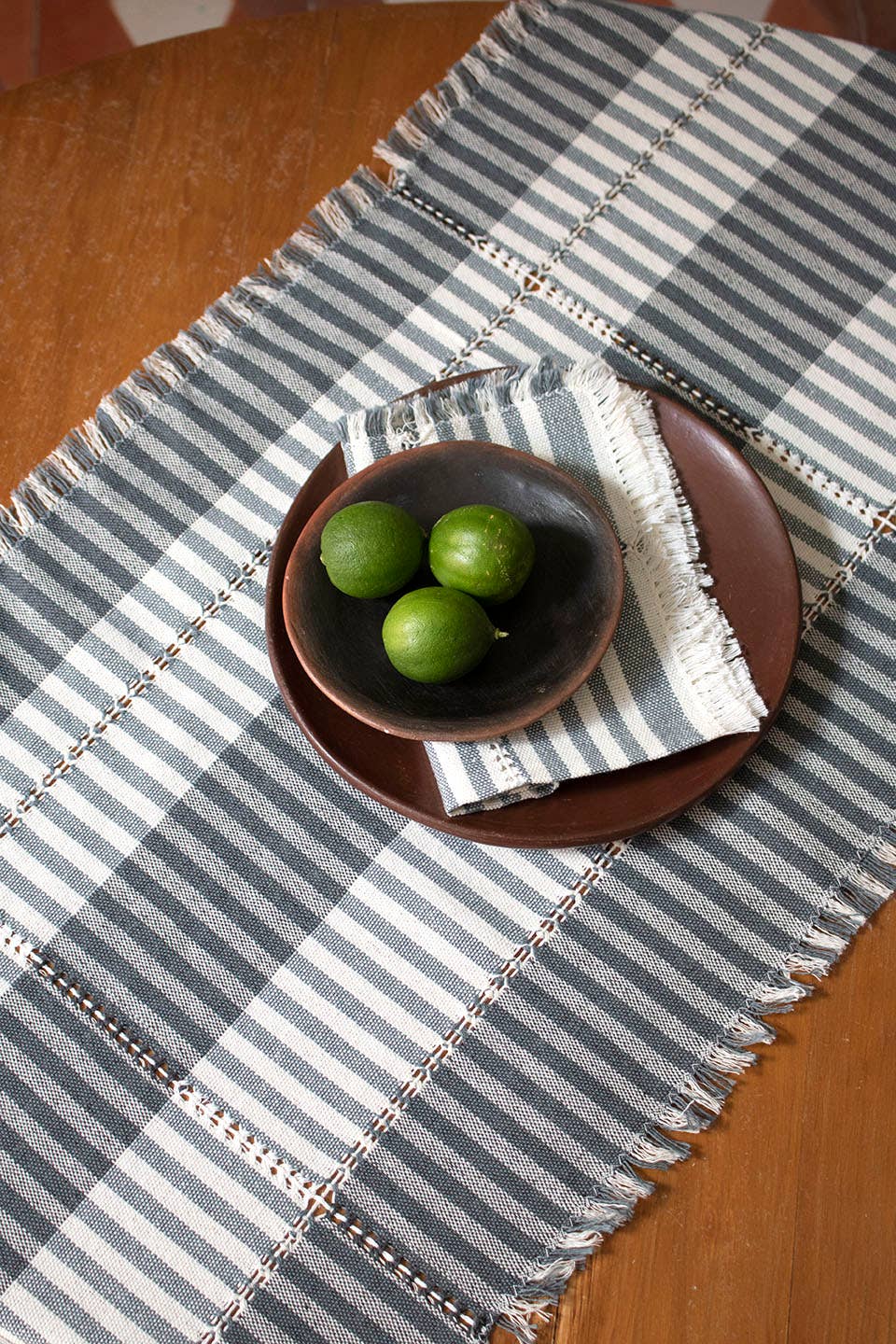 P.I.Project America - Wholesale Table Runner - Table Runner - Handwoven 100% cotton - Gray1