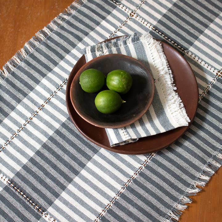 P.I.Project America - Wholesale Table Runner - Table Runner - Handwoven 100% cotton - Gray1