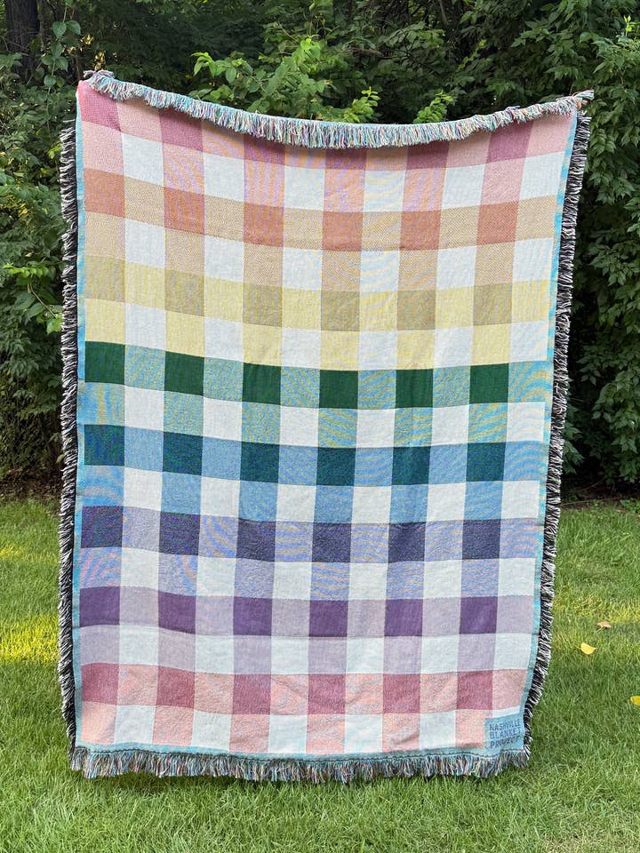 Rainbow Gingham Blanket for wholesale by Faircloth