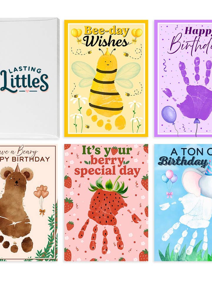 Lasting Littles Handprint & Footprint Birthday Cards for wholesale by Lasting Littles