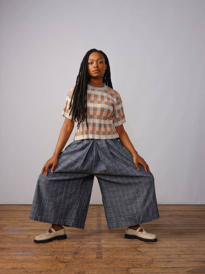 Anni Grid Plaited Tee - Quartz for wholesale by The Endery