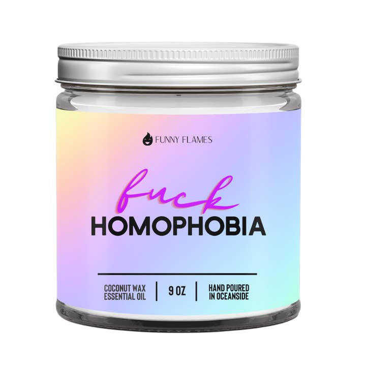 Funny Flames Candle Co - Les Creme - Wholesale Jar/Filled Candle - F*ck Homophobia -9oz