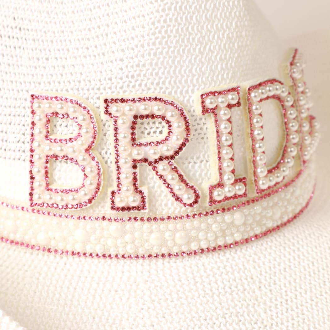 Fashion City - Wholesale Cowboy Hat - Women's - BRIDE Cowboy Hat with Pearl and Rhinestones4