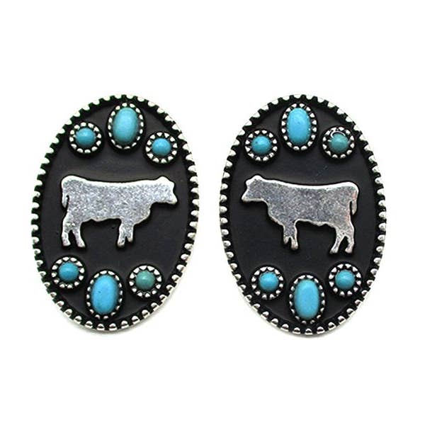 Western Kuh Silhouette Ohrstecker für den Großhandel von Snowing West