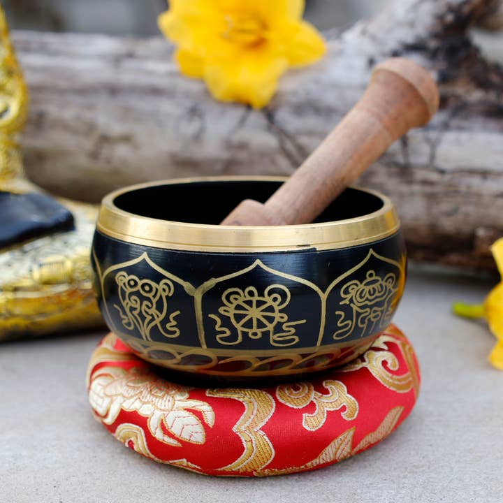 Lungta Imports - Wholesale Meditation Supplies - Tibetan Singing Bowl 8LS Complete Set For Meditation & Yoga