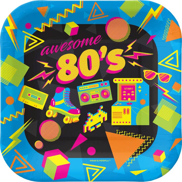 80's Theme Party Dessert Plate (16ct) for wholesale by Home & Hoopla