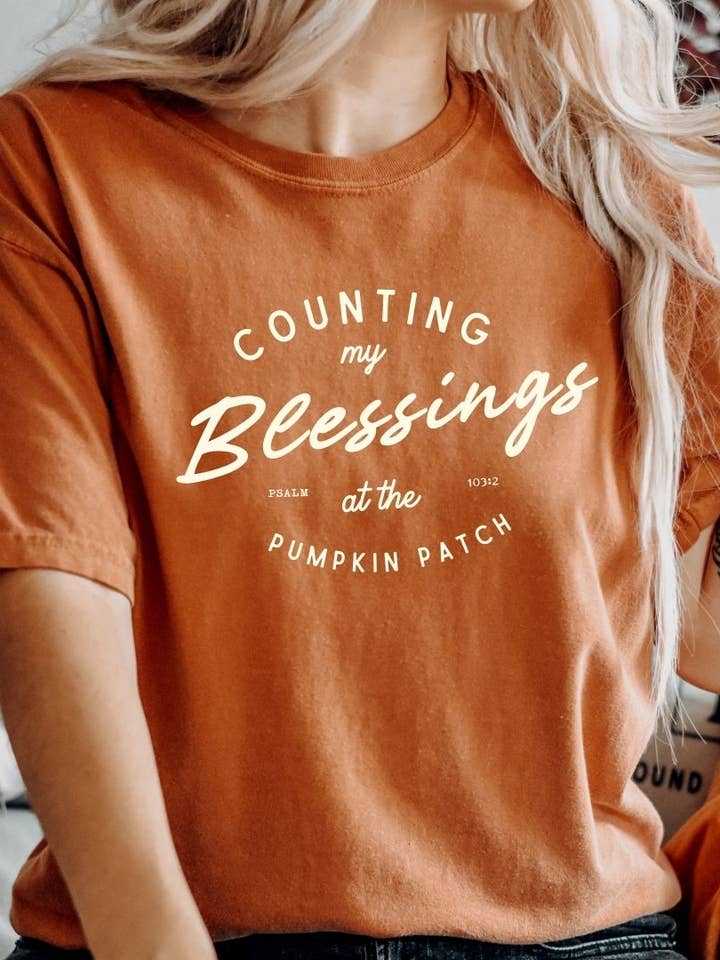 Räkna mina välsignelser -Fall Christian Tshirts för wholesale av Little & Brave