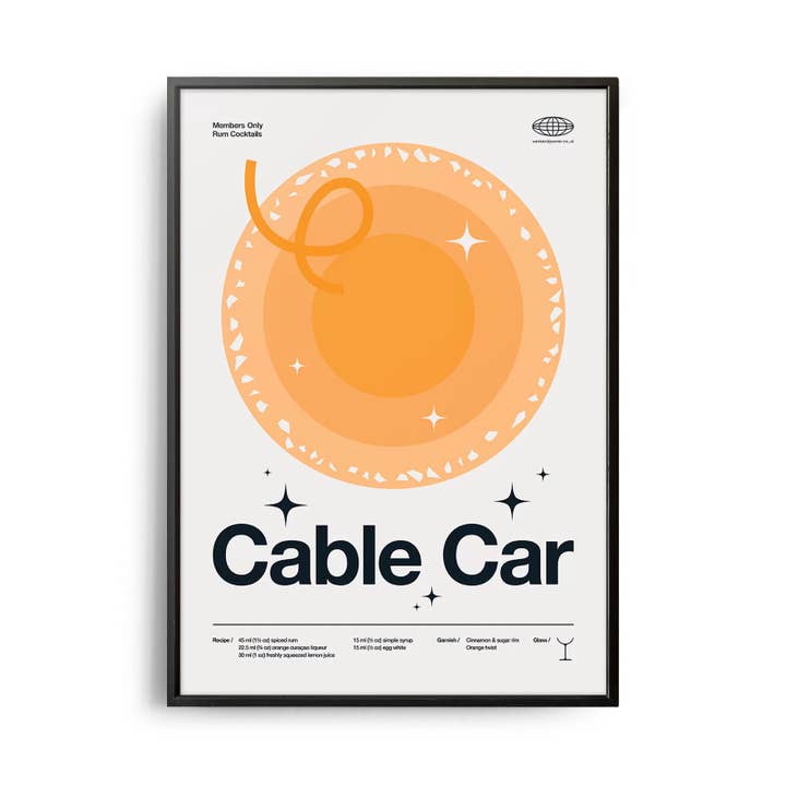 Póster de cóctel de teleférico de estilo moderno de mediados de siglo para venta al por mayor de Weekend Concept