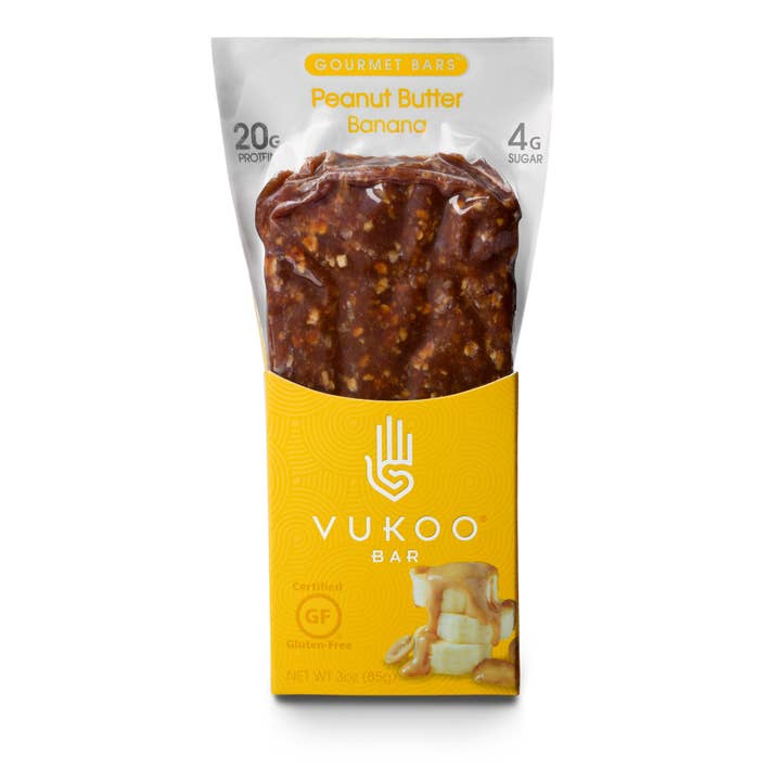 Peanut Butter Banana - 20g Protein Snack Bar - Low Sugar -GF for wholesale by Vukoo Nutrition