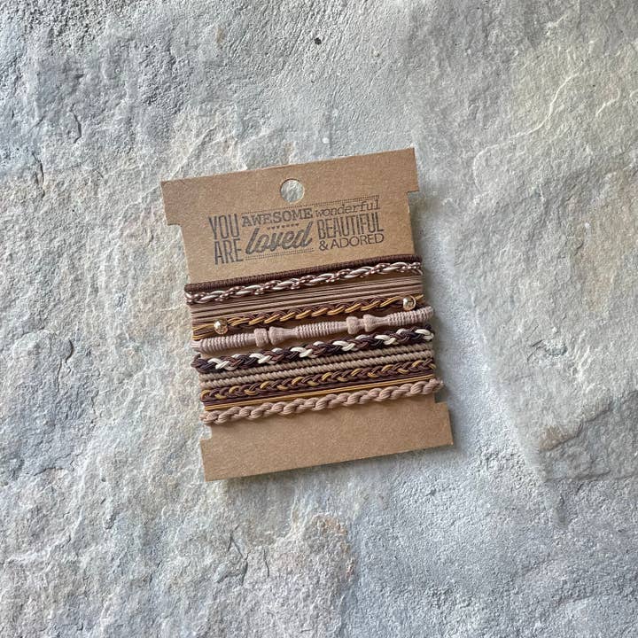 eastern ave studio - Wholesale Hair Tie - Boho Hair Ties on Kraft Card | Rustic neutrals