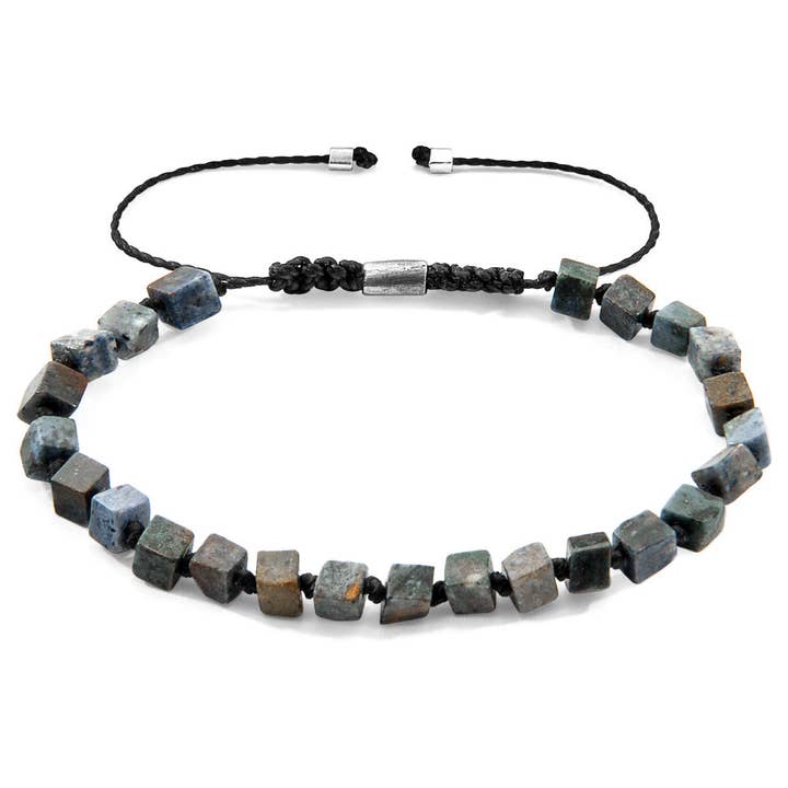 Blue Dumortierite Ralph Silver and Stone SKINNY Macrame Bracelet for wholesale by ANCHOR & CREW