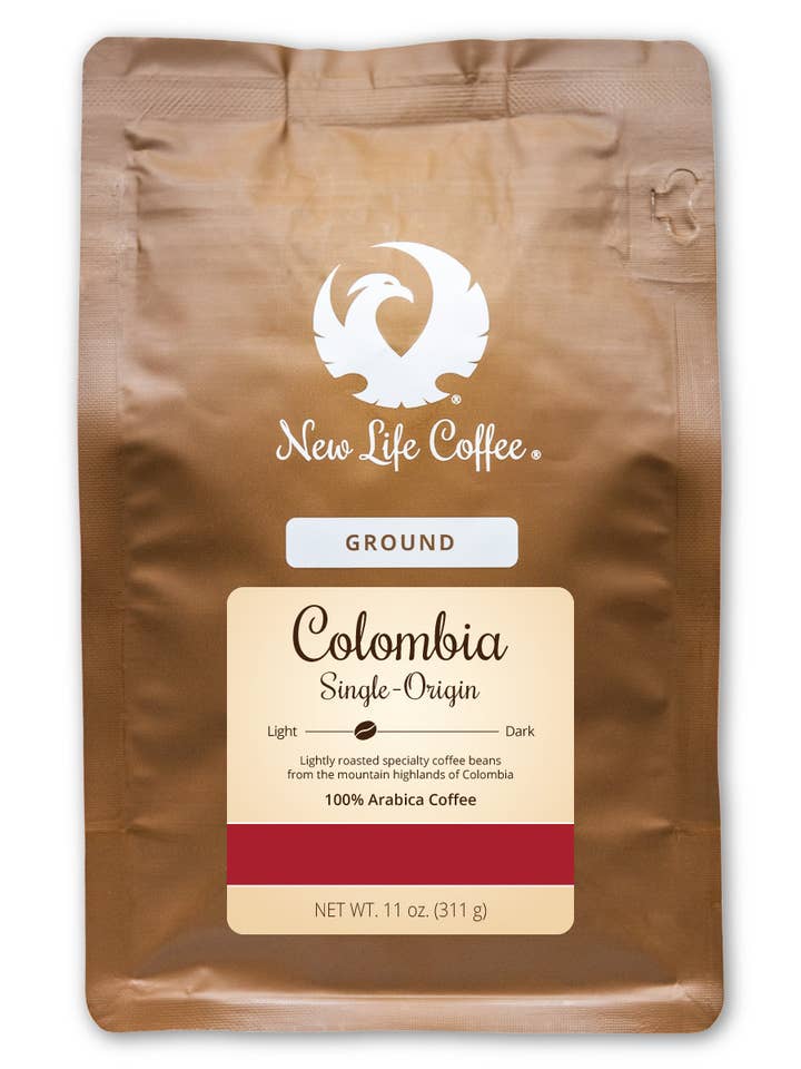 Colombia: Single Origin Ground, 11 oz. väska för wholesale av New Life Coffee