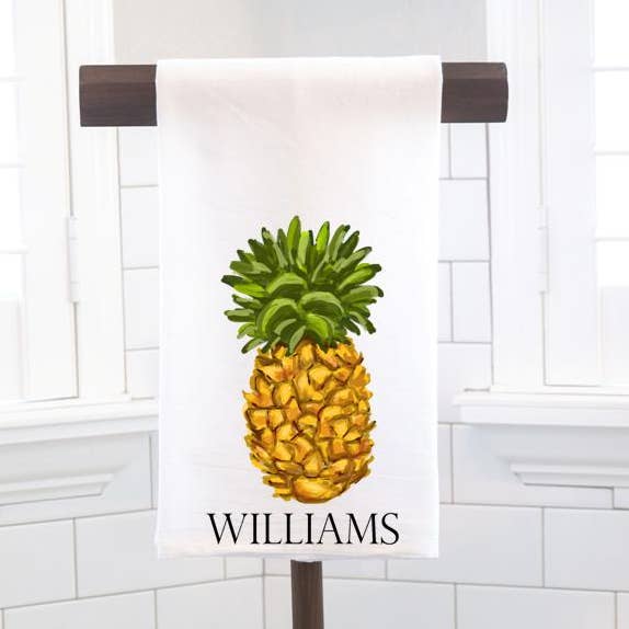 Personalized Pineapple Tea Towel - Hostess Gift for wholesale by Moman Sales, Inc.