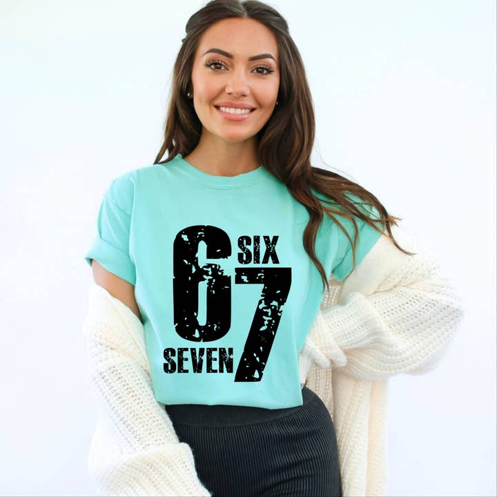 Six Seven Distressed Garment Dyed Tee for wholesale by Olive And Ivory Wholesale