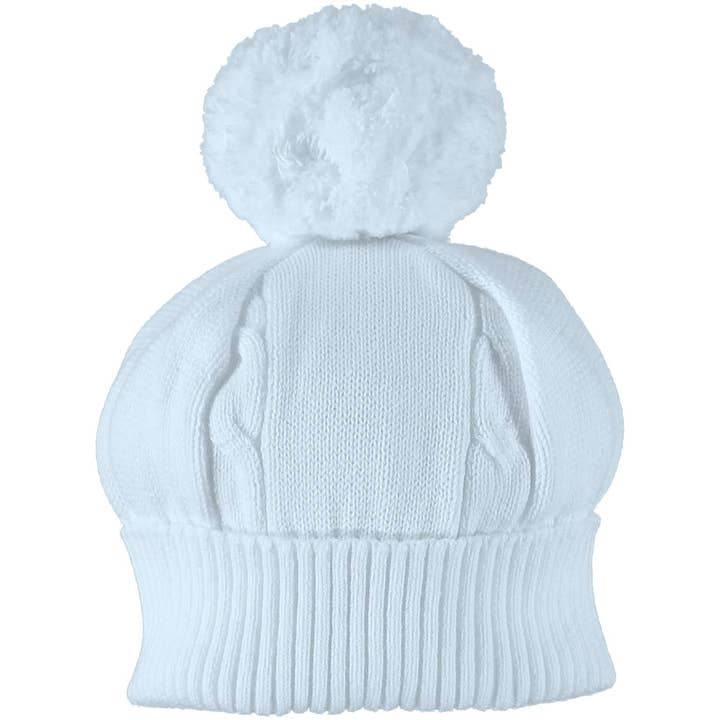 Fuzzy Blue Baby Bobble Hat for wholesale by Emile Et Rose