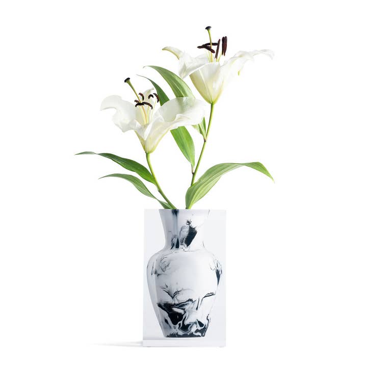 White Marble Hand Poured Authentic Acrylic Joseph Vase for wholesale by JR William