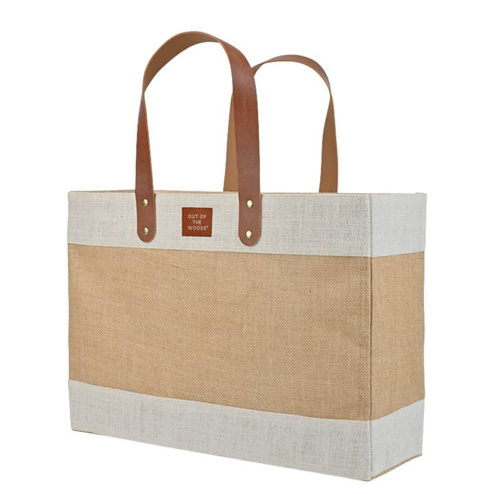 Jute Reusable Market Tote, Cream White - SMALL CASE PACKS for wholesale by Out of the Woods® by KeepCool Bags