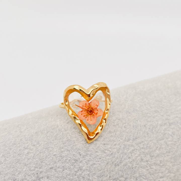 Mio Queena - Wholesale Cocktail/Statement Ring - 18K Gold Plated Stainless Steel Floral Ring - FGS/PDF