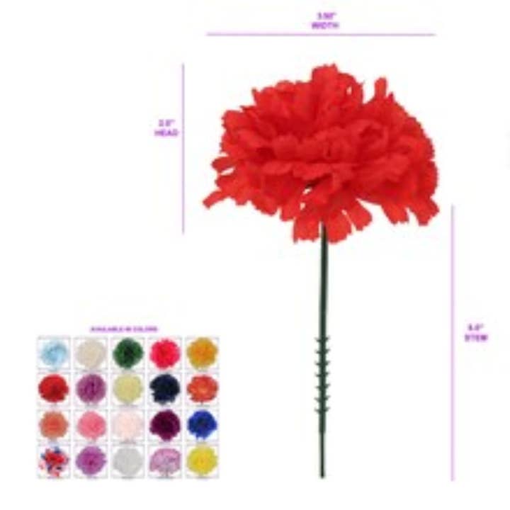 Larksilk - Wholesale Artificial flowers - Real Touch Red Silk Carnation Picks Bulk for Wedding Decor1