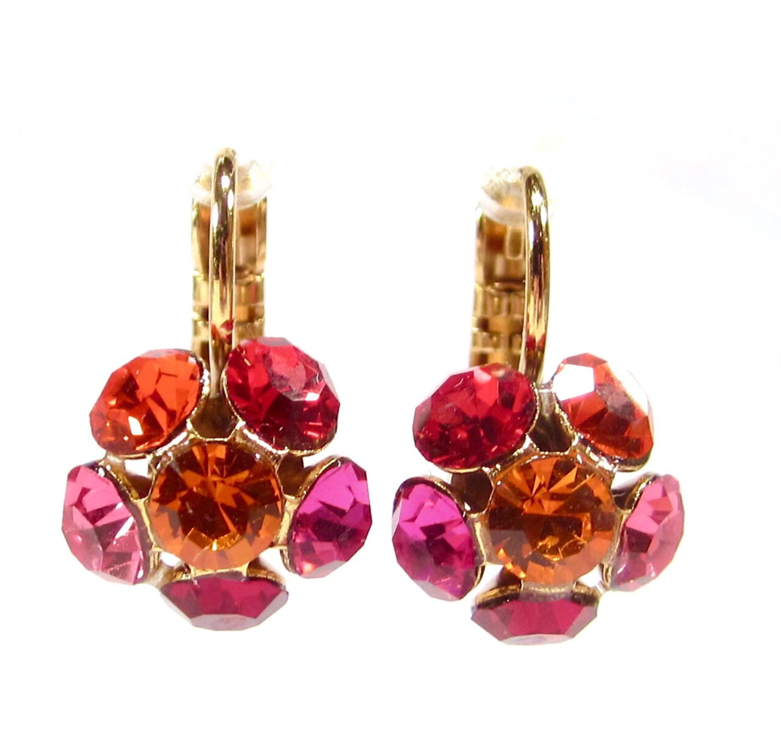 SoHo Schmuckmanufaktur - Wholesale Dangle Earrings - Sweet rhinestone flower earrings pink orange red earrings gold0