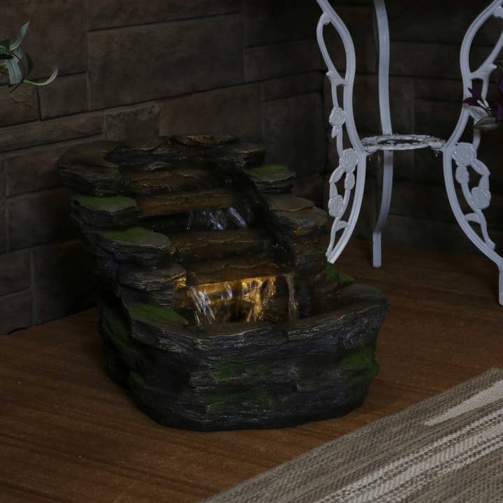 Sunnydaze Decor - Wholesale Outdoor Ornament/Decor - Shale Falls Outdoor Water Fountain with Lights - 13.75 in6