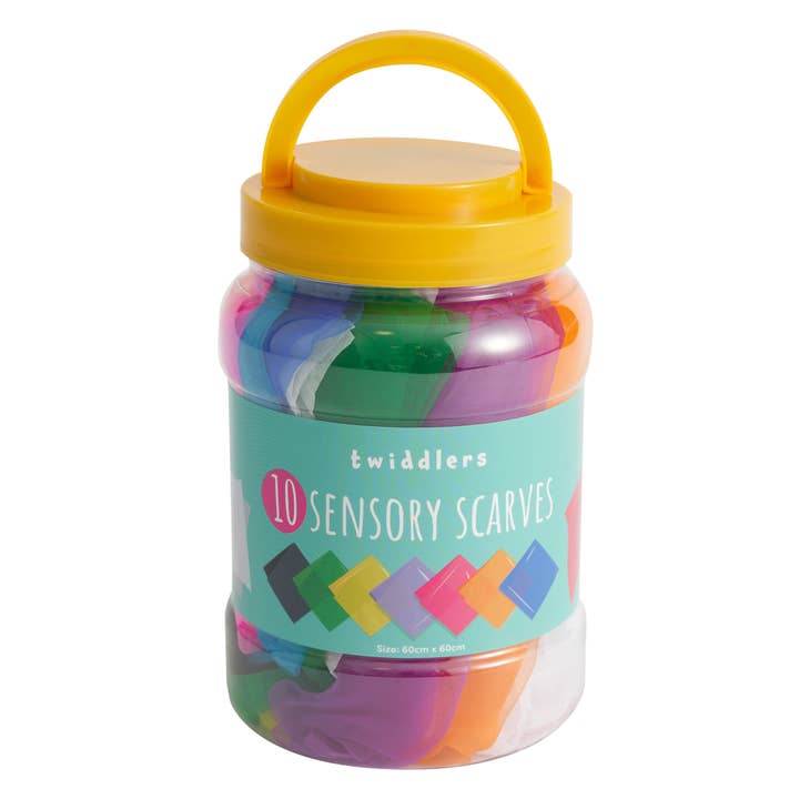 The Twiddlers - Vendita all'ingrosso Sciarpa - Bambini - Confezione da 10 sciarpe da danza multicolore Baby Sensory Silk