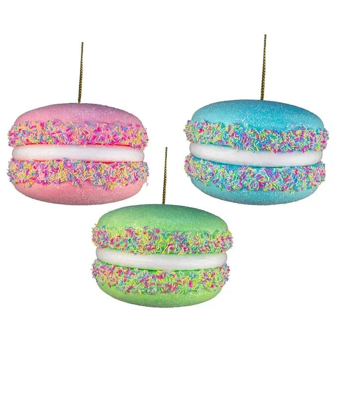 Kurt S. Adler, Inc. - Wholesale Ornament - 4.5" Hot Pink/Green/Blue Macaroon Ornament0