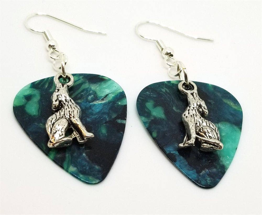 Simply Raevyn - Wholesale Dangle Earrings - Wolf Charm Guitar Pick Earrings10