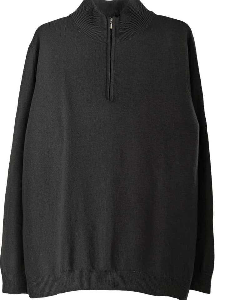 Herentrui van kasjmier met halve ritssluiting aan de voorkant zwart voor wholesale door PRATI