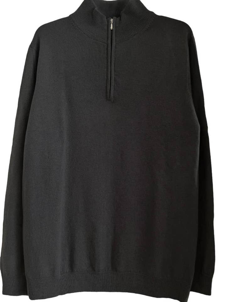 Mænds cashmere trøje med halv lynlås foran sort for engroshandel hos PRATI