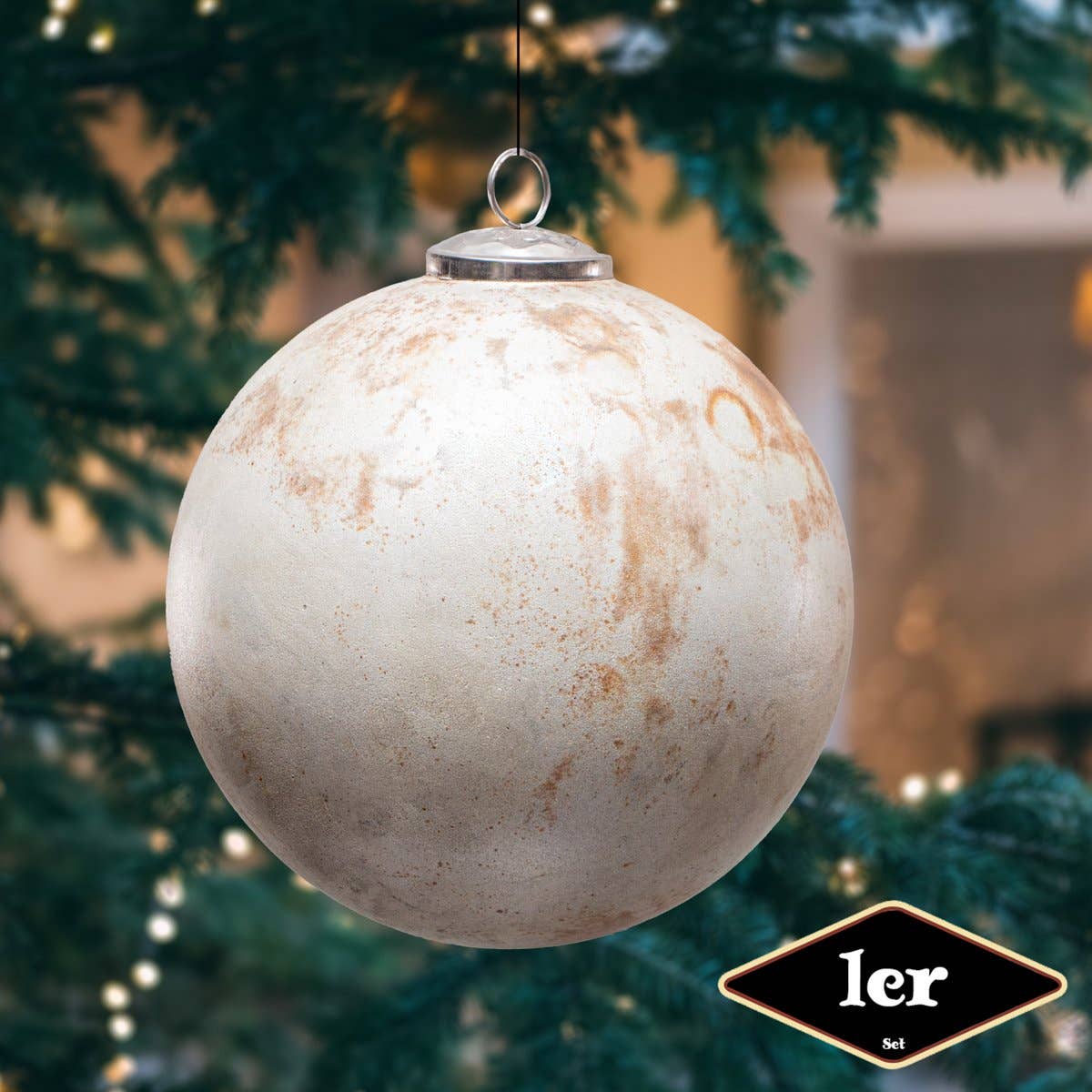 Antikas - Wholesale Christmas Decoration - Christmas tree ball in round shape, XXL | glass, beige-brown0