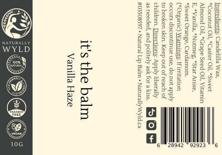Naturally Wyld - Wholesale Lip Balm - Vanilla + Spice, All-Natural Lip Balm, Eco-Friendly 10g Tube (2x the size)1