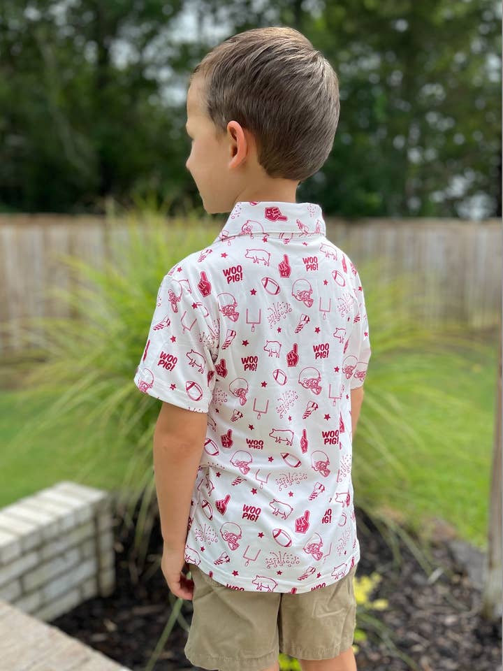 Southern Refinery - Wholesale Button Down Shirt - Kids - Arkansas Razorbacks Shirt Kids Polo Men's Polo Game DayÂ
