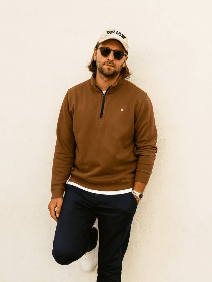 1014 Maglia Polar Half Zip Tostato per la vendita all'ingrosso da parte di Yellow Skin