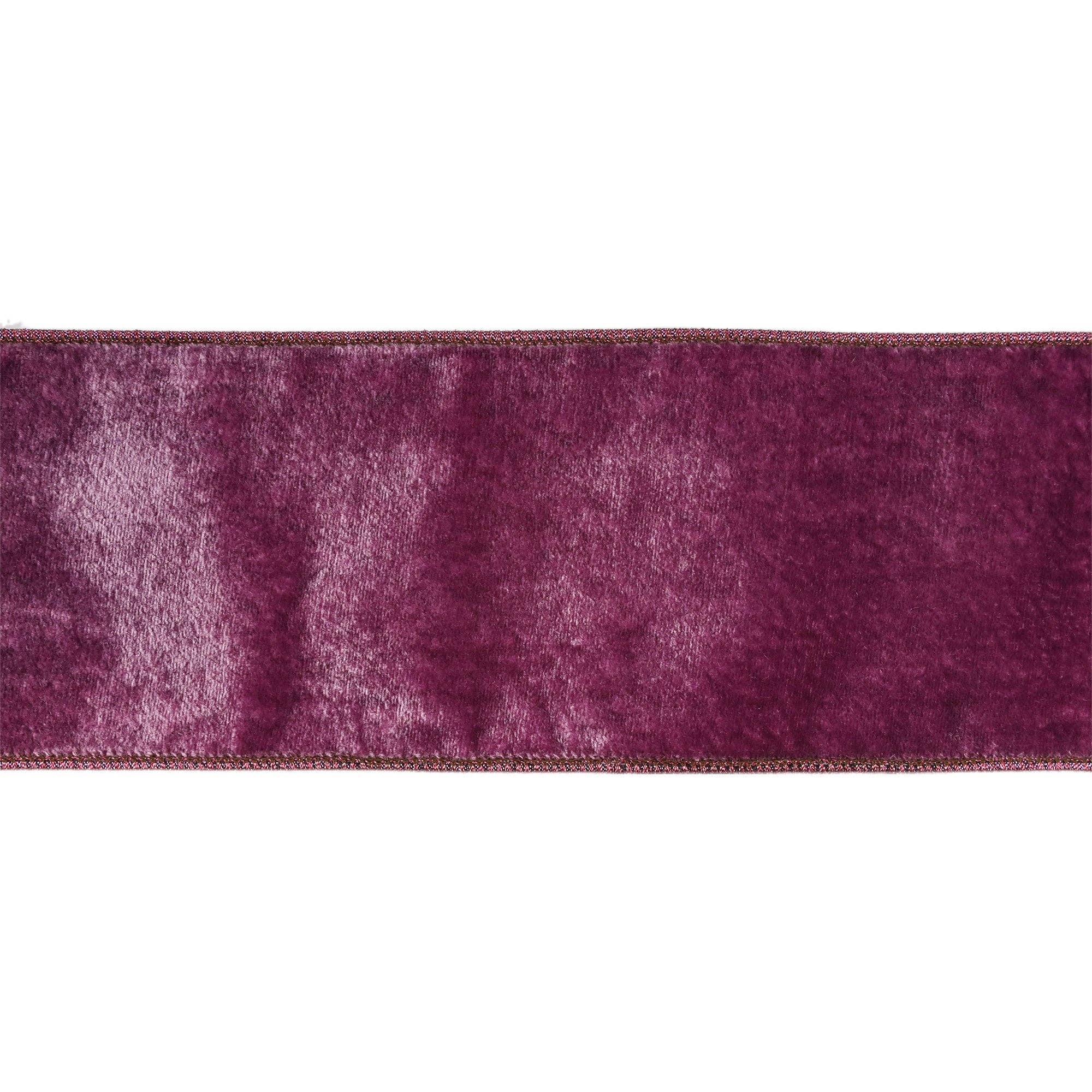 LA Ribbons Wholesale - Wholesale Ribbon - Gift Wrapping - 2 1/2" Wired Premium Velvet Ribbon | Purple w/ Purple Metallic Dupioni Backing | 5 Yard Roll1